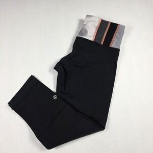 Lululemon Black Cropped Leggings Size 6 Athletic Yoga Pants